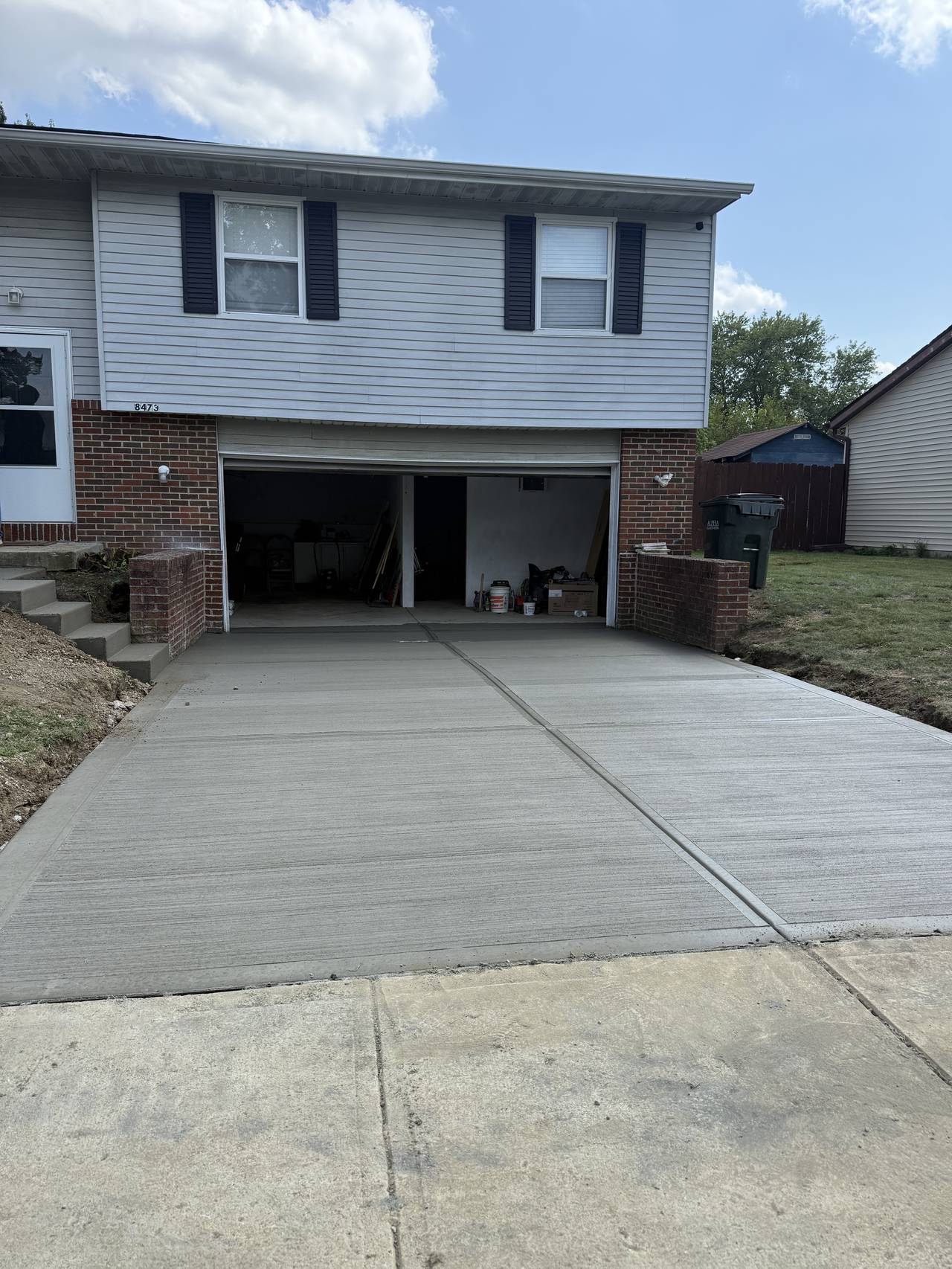Two-car garage driveway at a townhome